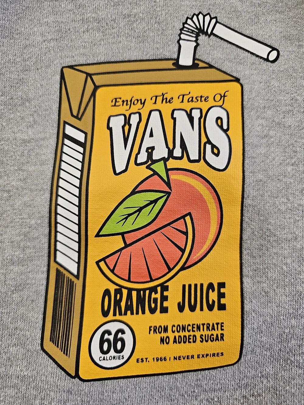 Vans "Orange Juice Box" Pullover Hoodie - Heather Grey - Men's Large - Picture 3 of 6